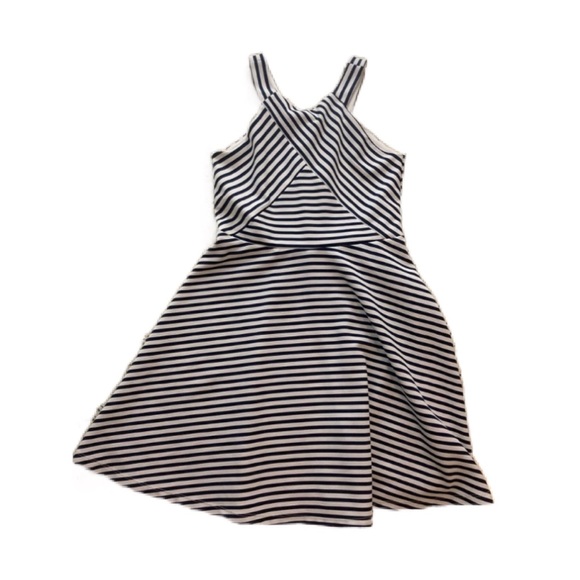 Girls Nordstrom Zunie Navy Blue and White Striped Dress Size 12 Classic - Picture 1 of 12